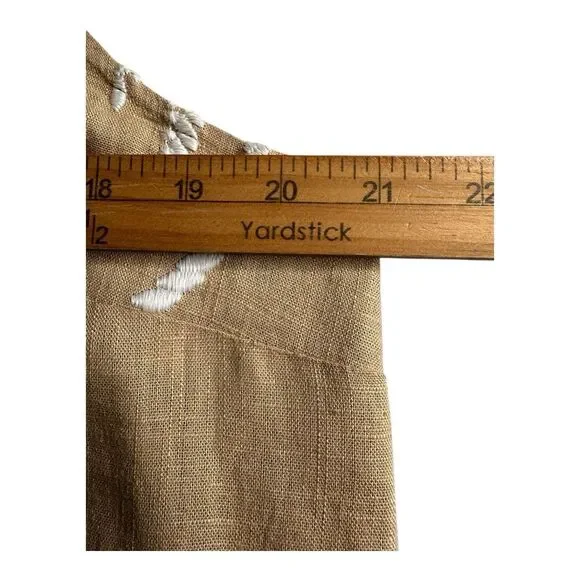 Ann Taylor Palm Embroidered Button Back Halter Tan Top, Size Large - Picture 9 of 16